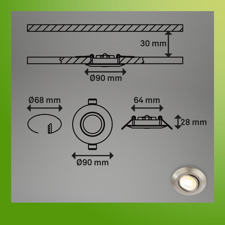 Image du produit Briloner Lampes LED encastrées durables ultraplates, lot de 3 (520 lm)