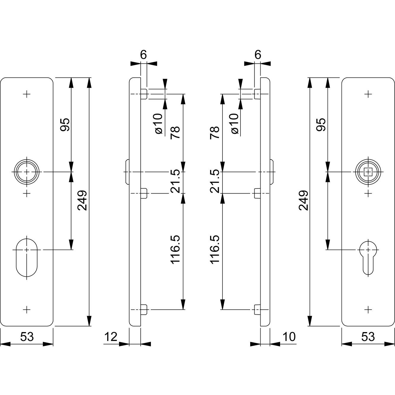 Thumbnail - Hoppe, Türgriff + Fenstergriff, Schutztürschildgarnituren E2221E/2210 (Türschild)