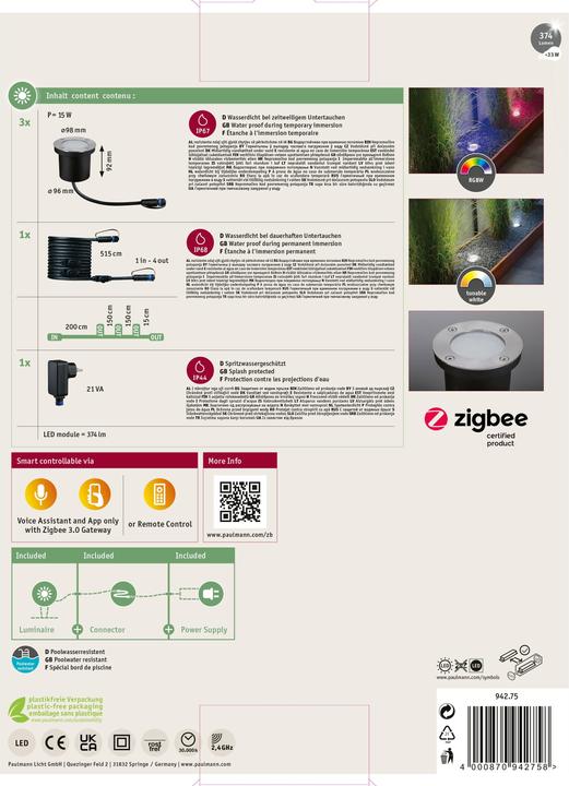Energie-Label Paulmann Outdoor Plug & Shine Bodeneinbauleuchte Zigbee Starterset (350 lm, IP67)