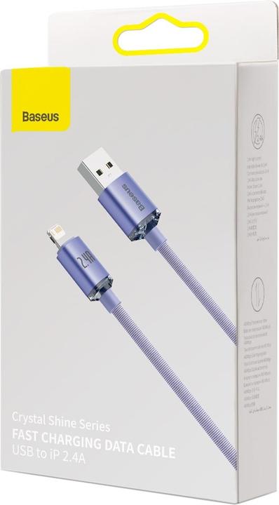 Immagine prodotto Baseus Crystal Shine Series Fast Charging Data Cable USB to iP 2.4A 2m Purple (2 m)
