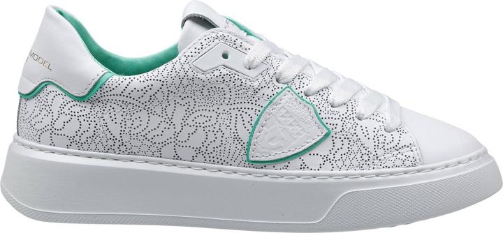 Actual product image Philippe Model temple perforated leather sneakers color white and green (42)