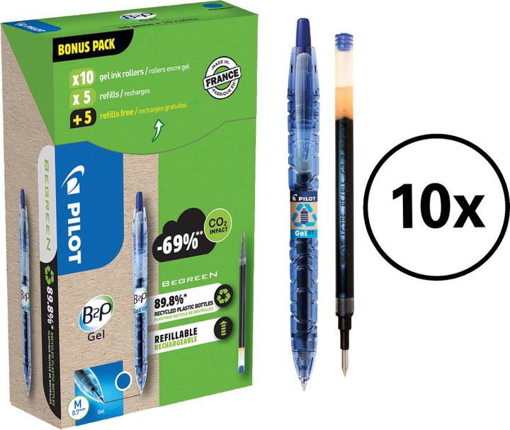 Actual product image Pilot Begreen B2P Gel Greenpack 10+10 Refills (Blue, 10 x)