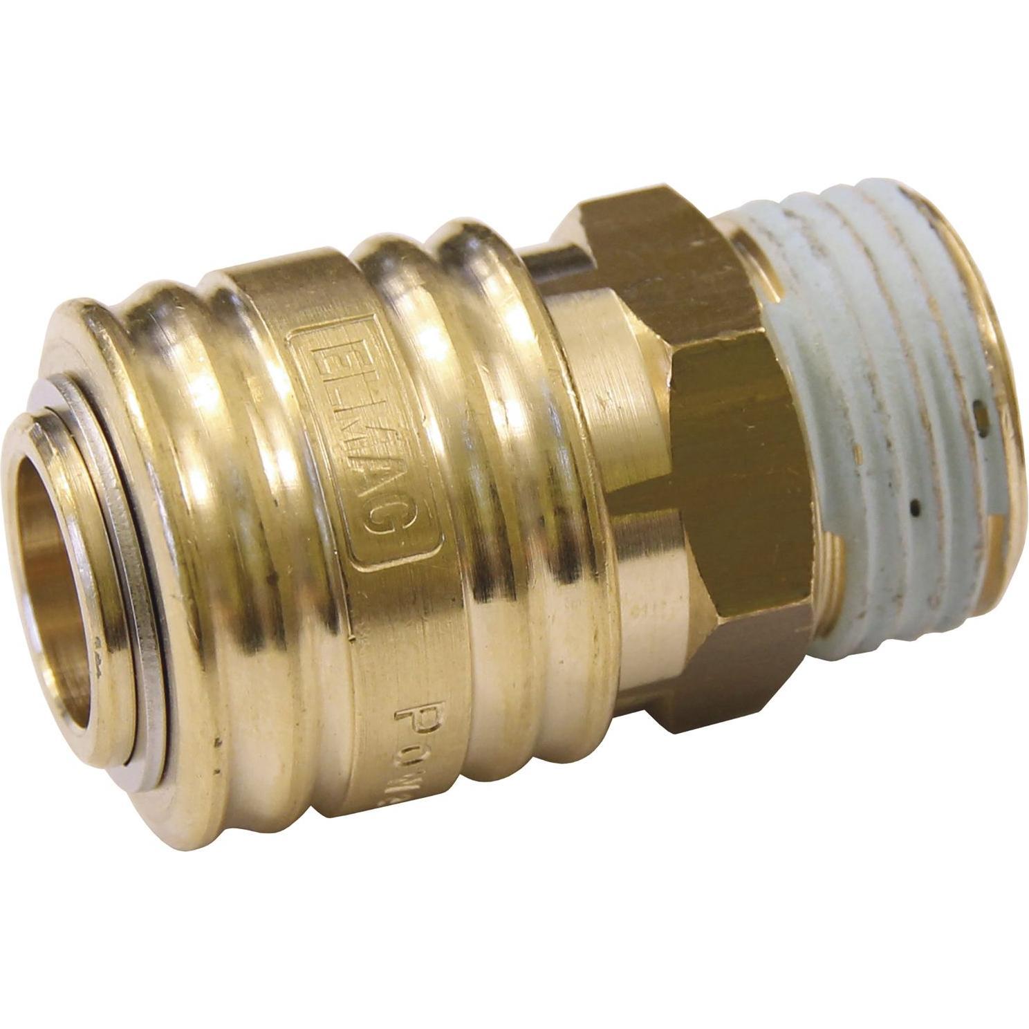 Elmag, Zubehör Druckluftwerkzeug, Euro Druckluft Kupplung DL Stecknippel aus Messing mit Aussengewinde 1/2"