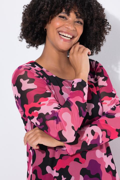 Actual product image Angel of Style Long-sleeve camouflage gathered mesh dress (52)