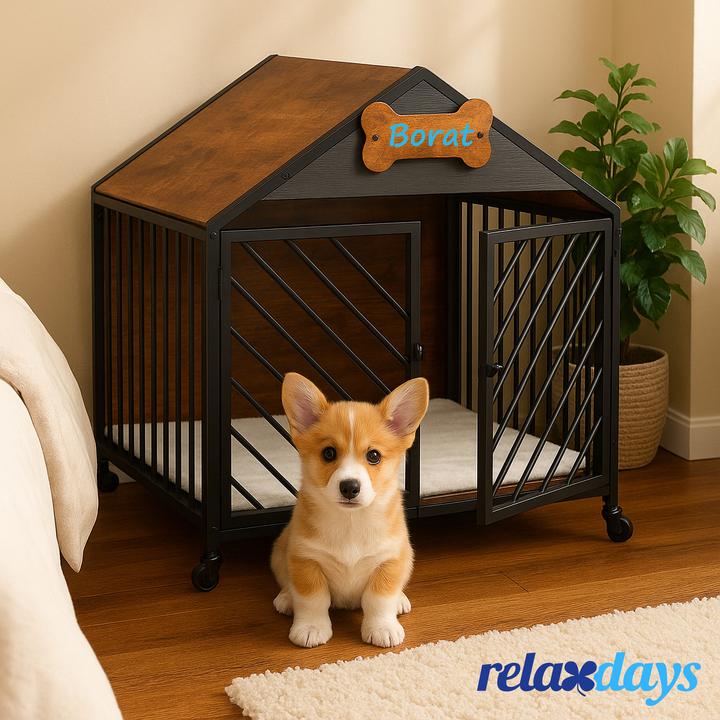 Image du produit Relaxdays Hundekäfig für Zuhause mit Rollen (Chenil pour chiens)