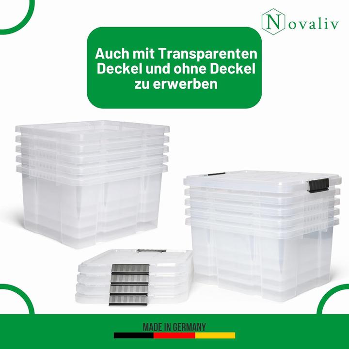 Immagine prodotto Novaliv Aufbewahrungsbox mit Deckel 27L Anthrazit Nestbar stapelbare Plastikbox mit Clipverschluss E (46,5 x 36,5 x 24 cm, 27 l)