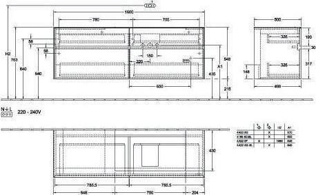 Immagine prodotto Villeroy & Boch V&B Mobiletto COLLARO 1600x548x500mm con LED-B. Bianco opaco (160 x 50 x 55 cm)