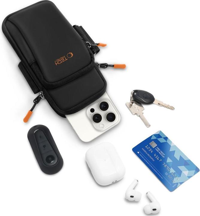 Actual product image Tech-Protect M7 Universal Sportarmbandhülle - Schwarz und Orange