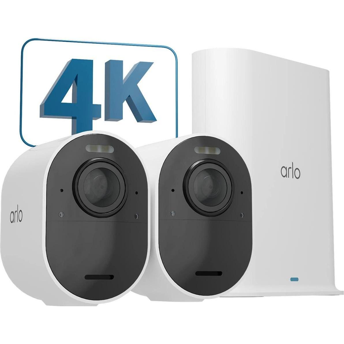 Arlo Ultra 2 Spotlight Kamera 2-er Set (3840 x 2160 Pixels), Netzwerkkamera, Weiss
