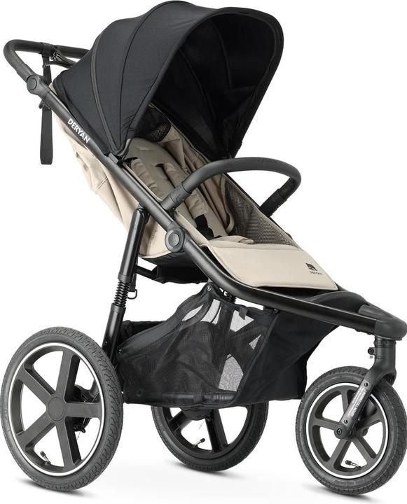 Deryan Luxe Bolt hardloop kinderwagen - Jogging buggy - Runner - Inclusief muggennet en pomp - Creme (6 Monate - 4 Jahre)