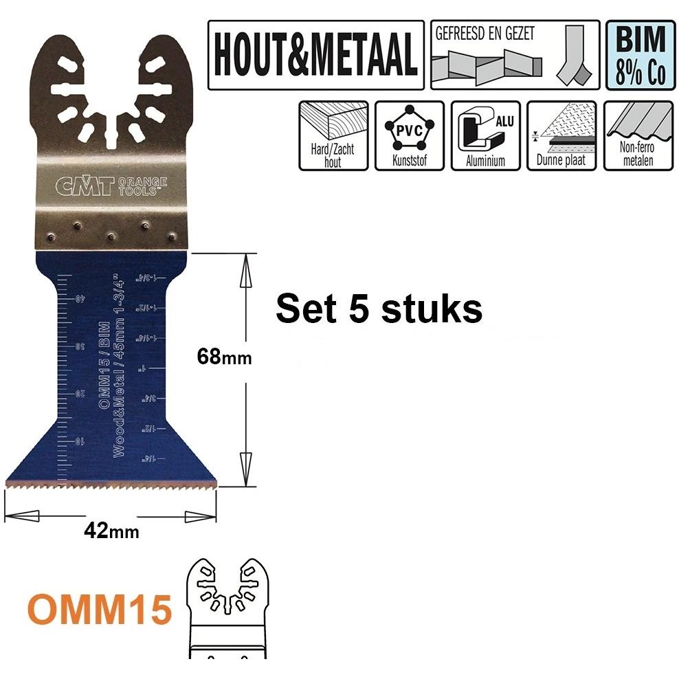 CMT, Lama, OMM15-x5 Multitool Sägeblatt für Holz und Metall 15 mm 5 Stück
