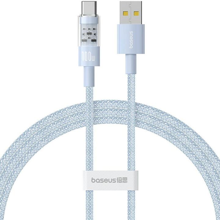 Baseus Gem USB A naar USB C snellaadkabel 1 m 100 W blauw (1 m, USB 3.0, 100 W)