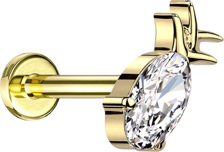 Produktbild Star Piercing Micro Labret Innengewinde vergoldet Ananas vergoldet Kristall silber (ohne Messing, Titan)
