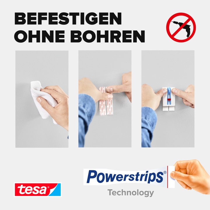 Produktbild tesa Klebenagel für Tapete & Putz, ideal für Leinwand & Keilrahmen, 2kg Halteleistung, höhenverstellbar