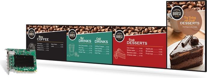 Immagine prodotto Matrox Scheda PCIe standalone QuadHead2Go Q155 4K 1 ingresso HDMI, 4 uscite HDMI e 1 RJ45