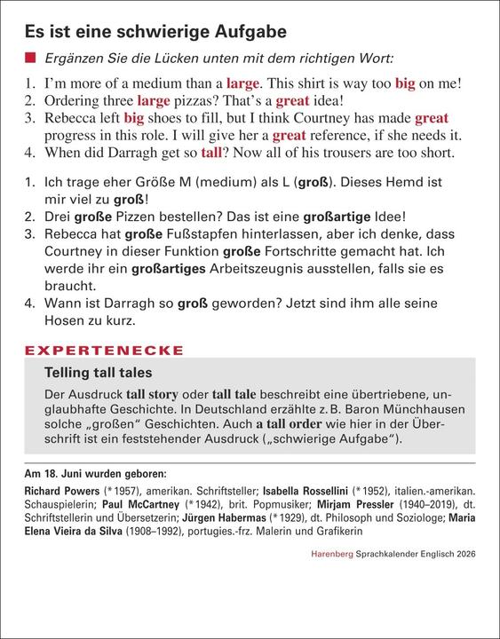 Image du produit Harenberg Calendrier linguistique anglais (12,5 x 16 cm)