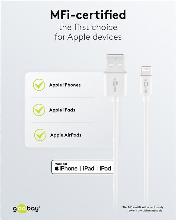 Produktbild Goobay USB-A Ladegerät mit Apple Lightning Kabel (5 W)