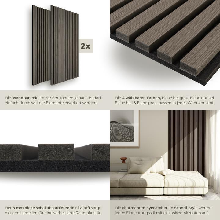 Immagine prodotto tectake Set di 2 pannelli acustici Sonic Wall effetto legno (2 pz.)