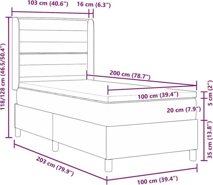 Produktbild vidaXL Boxspringbett (100 x 200 cm)