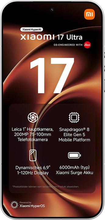 Productafbeelding Xiaomi 17 Ultra (1024 GB, Wit, 6.90", Dubbele SIM, 5G)