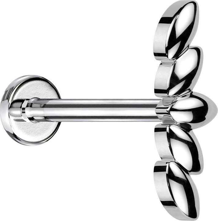 Produktbild Star Piercing Micro Labret Innengewinde silber fünf Ovale Blätter silber (Chirurgenstahl 316L, Messing)