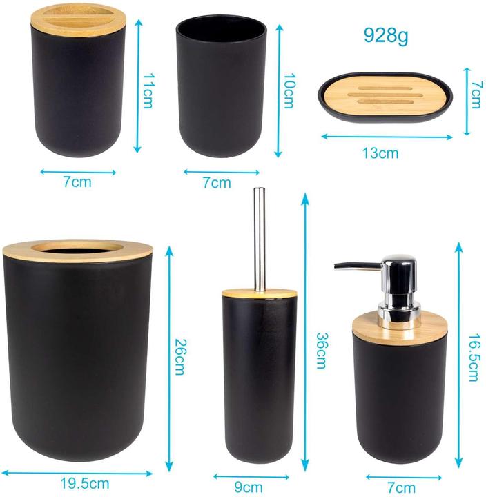 Image du produit Intirilife Badezimmer Zubehör Set inkl. Zahnputzbecher Seifenschale Seifenspender Toilettenbürste