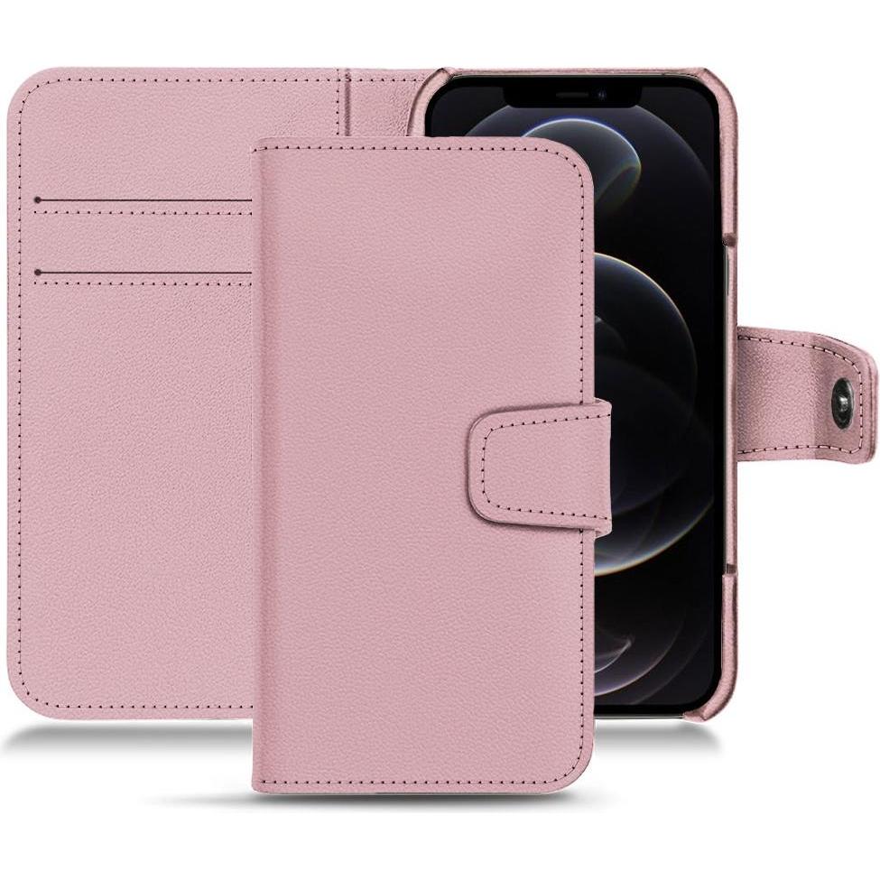 Noreve Lederschutzhülle Wallet (Apple iPhone 12 Pro Max), Smartphone Hülle, Rosa