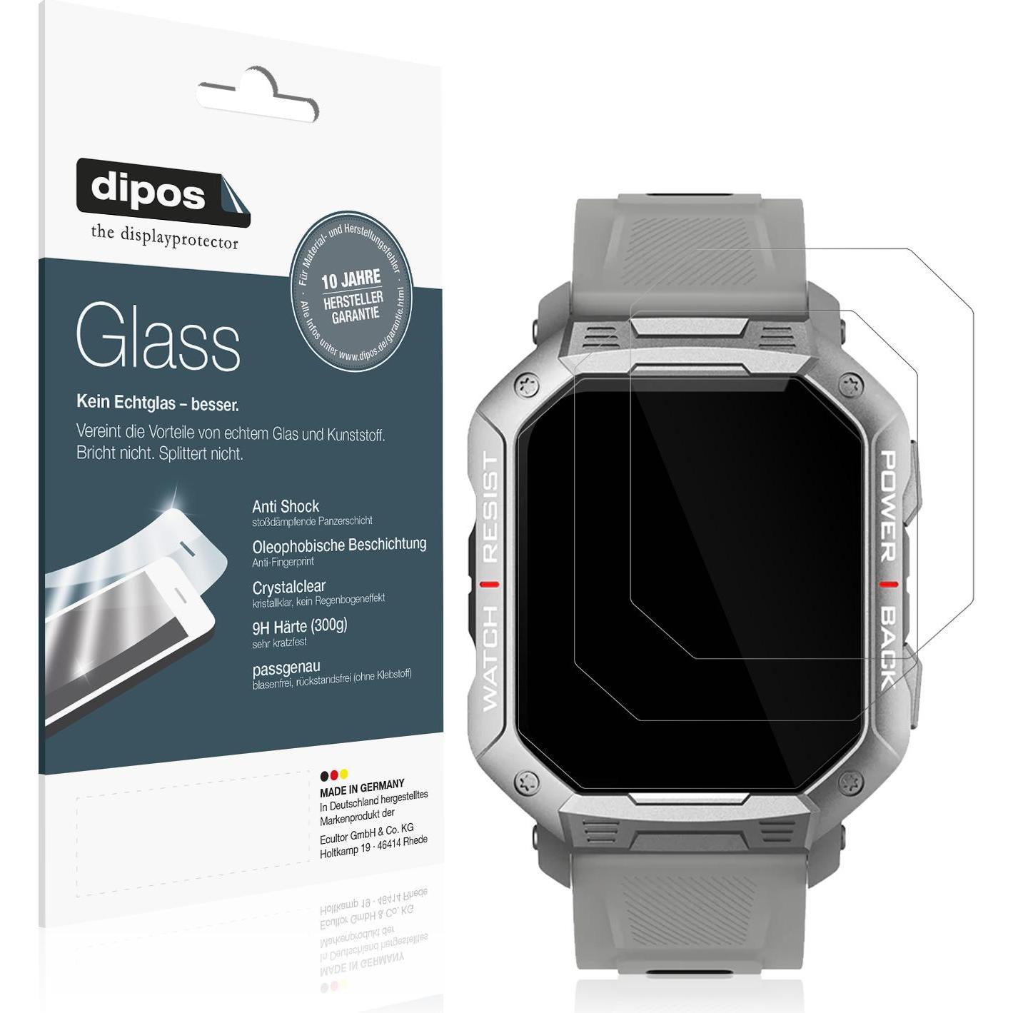 Dipos Anti-Shock Displayschutz 9H, Smartwatch Schutzfolie, Transparent