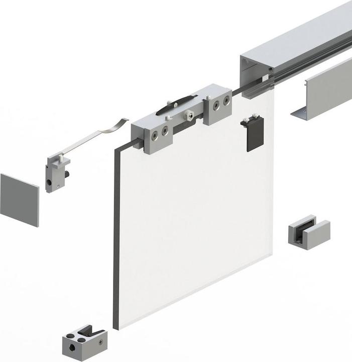 Actual product image Helm Sliding system GT-L 80 2000 mm stainless steel effect glass doors 8-10.76 mm complete set 900-1100