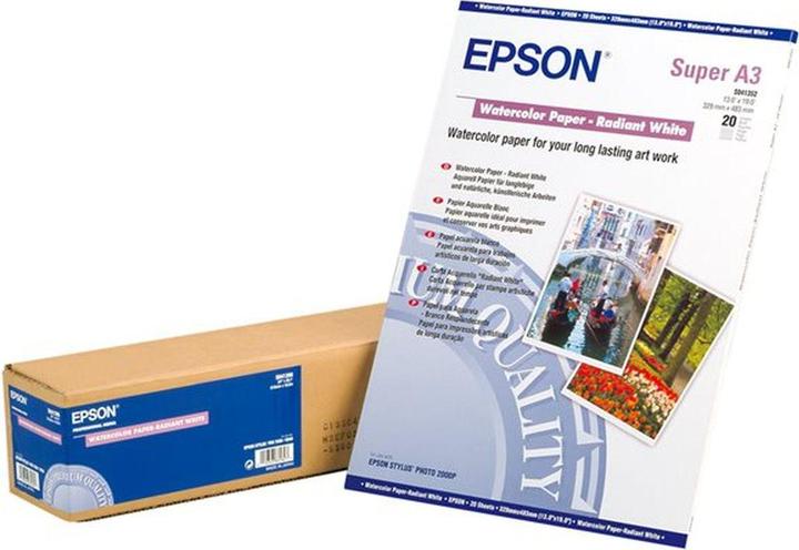 Actual product image Epson Radiant White Watercolor Paper A3+ (190 g/m², A3+, 20 x)