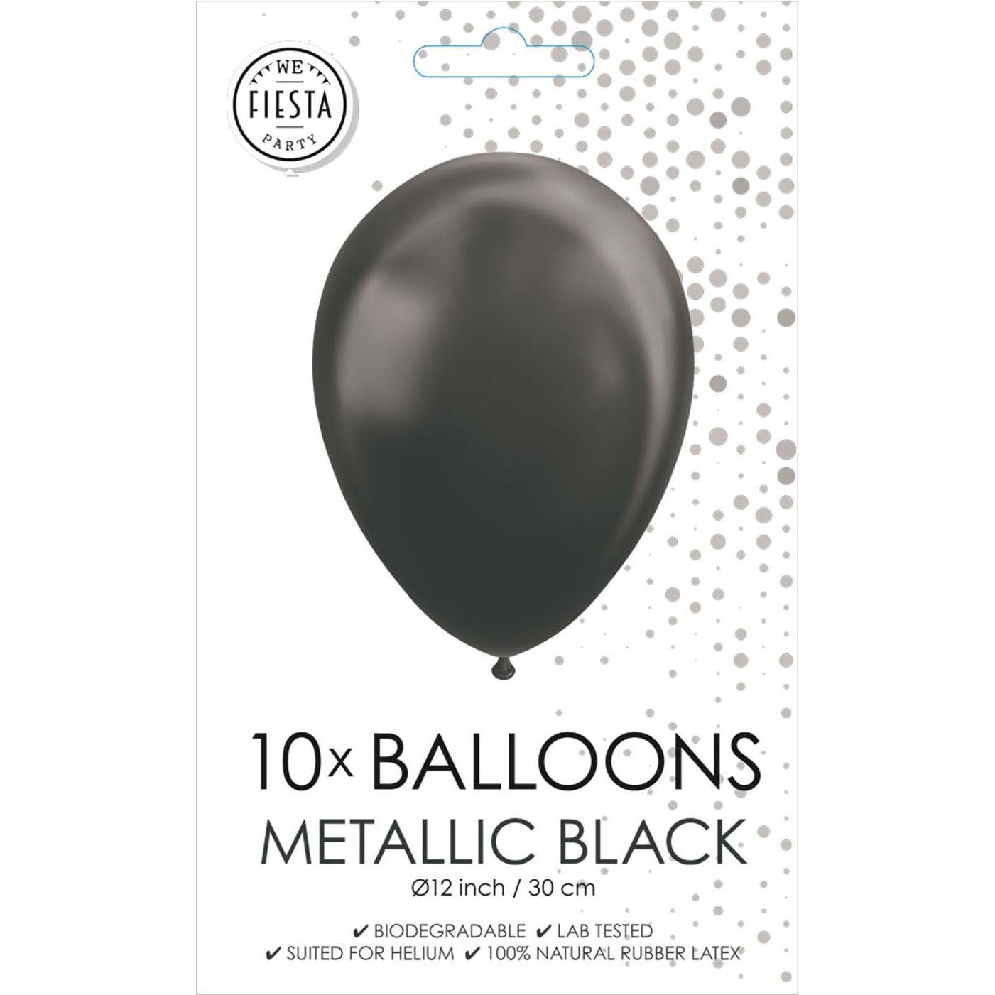 Thumbnail - Globos Luftballons Metallic Schwarz 30cm, 10Stk.