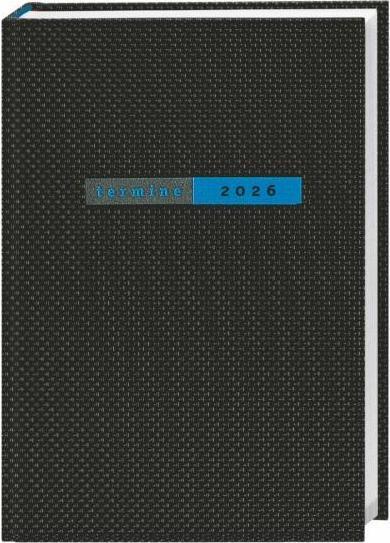 Produktbild Terminer A6, Struktur schwarz 2026 (A6, 1 Tag / 2 Seiten)