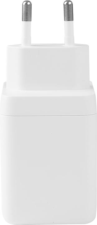 Actual product image Deltaco USB GaN wall charger 100 W, 1x USB-A, 2x USB-C, PPS, white (100 W, 3 ports)