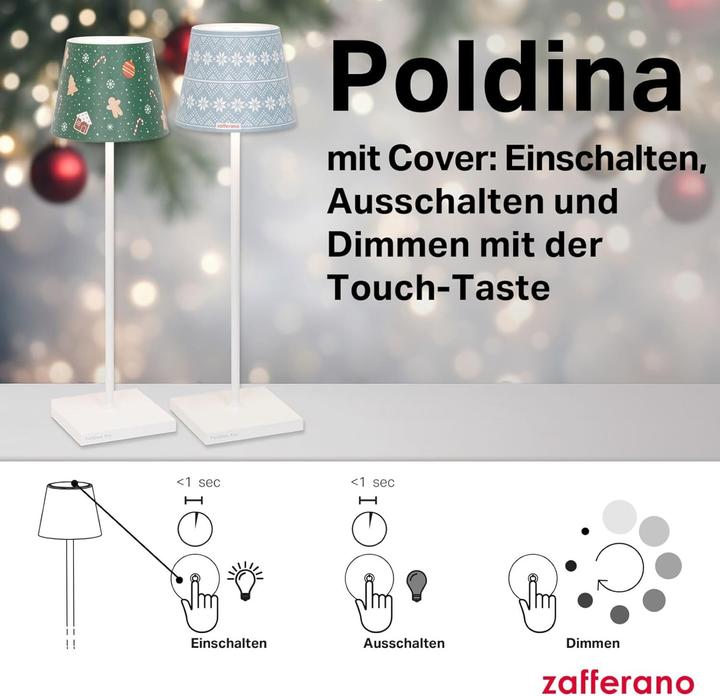Actual product image Zafferano Poldina Pro Wireless Rechargeable Table Lamp with Touch Control and Dimmer