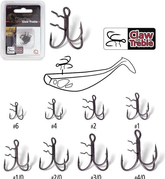 Actual product image Quantum Claw Treble Hooks