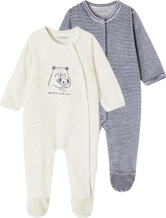 Produktbild Vertbaudet 2er-Pack Baby Samt-Strampler mit Schrift Oeko-Tex (50)