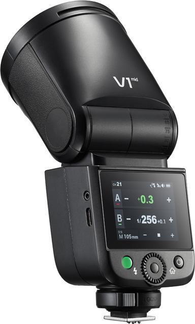 Actual product image Godox V1mid C - Round head flash with battery for Canon (Plug-on flash, Canon)