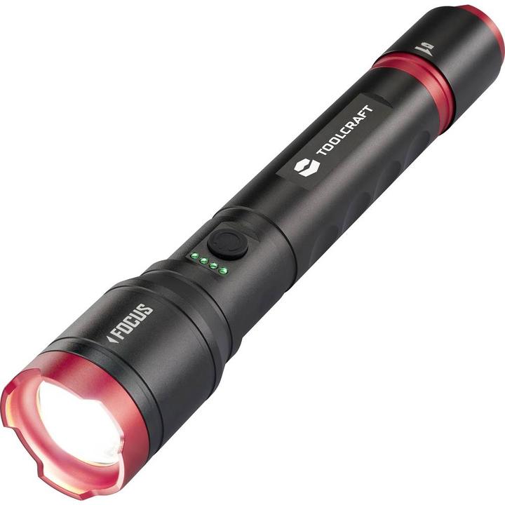 Toolcraft Taschenlampe verstellbar, Einstellbare Punktgrösse, mit Stroboskopmod (29.90 cm, 1300 lm)