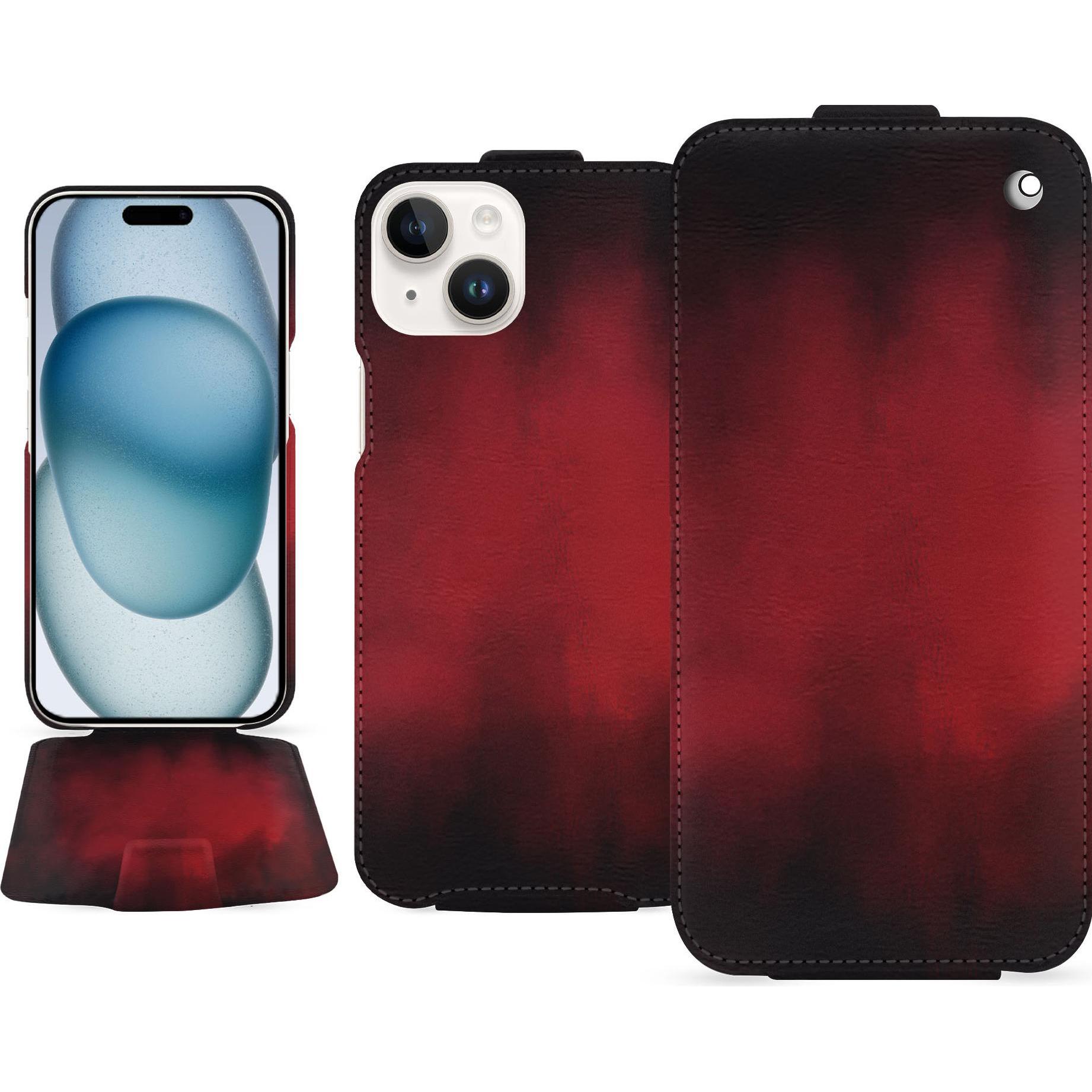 Thumbnail - Noreve Lederschutzhülle vertikal (Apple iPhone 15), Smartphone Hülle, Rot