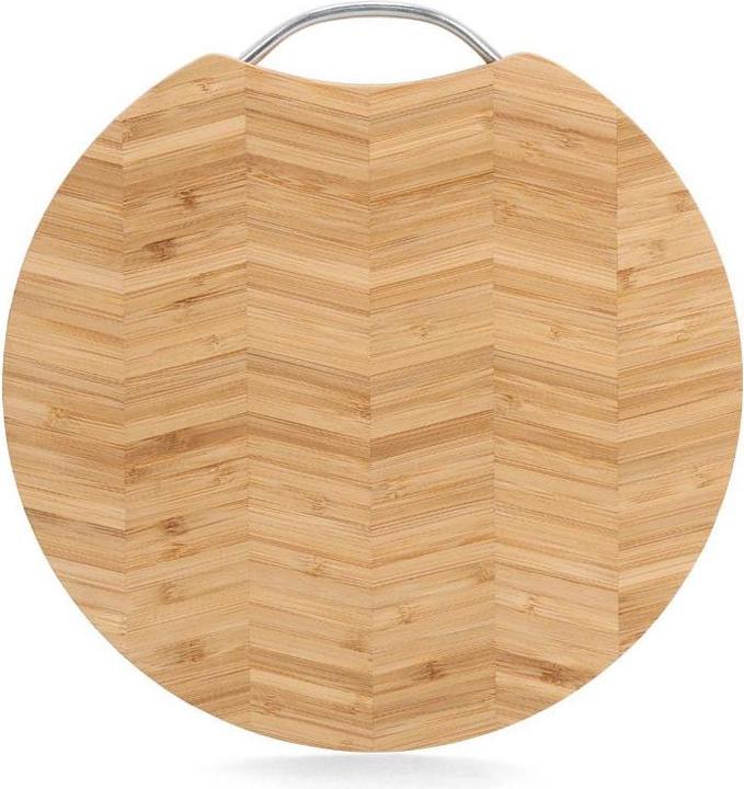 Actual product image Zeller Present Chopping board with metal handle "Herringbone", bamboo