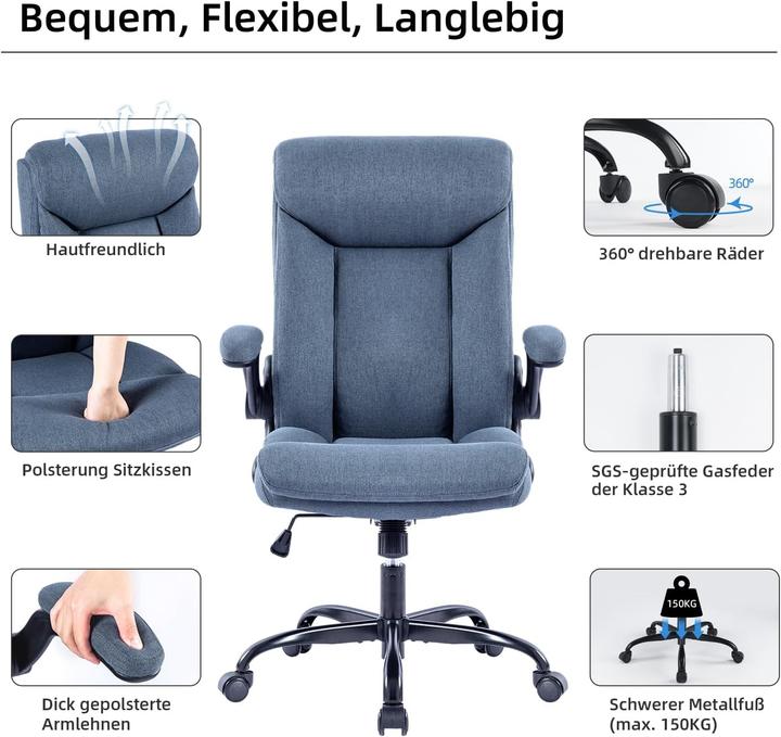 Image du produit Mzlee Ergonomischer Bürostuhl mit klappbarer Armlehne
