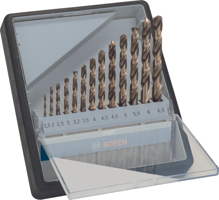 Productafbeelding Bosch Professional Zubehör HSS metalen draaiboorset (1,5 mm, 2 mm, 2,5 mm, 3 mm, 3,2 mm, 3,5 mm, 4 mm, 4,5 mm, 4,8 mm, 5 mm, 5,5 mm, 6 mm, 6,5 mm)