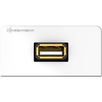 Kindermann 7456-522 USB 2.0 (Typ A) Anschlussblende mit Kabelp., w/RAL 9010 (USB 2.0), USB Kabel