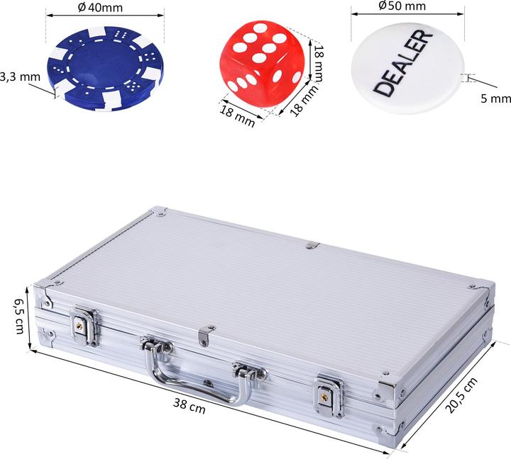 Actual product image Homcom Poker case with 300 chips (English, German)