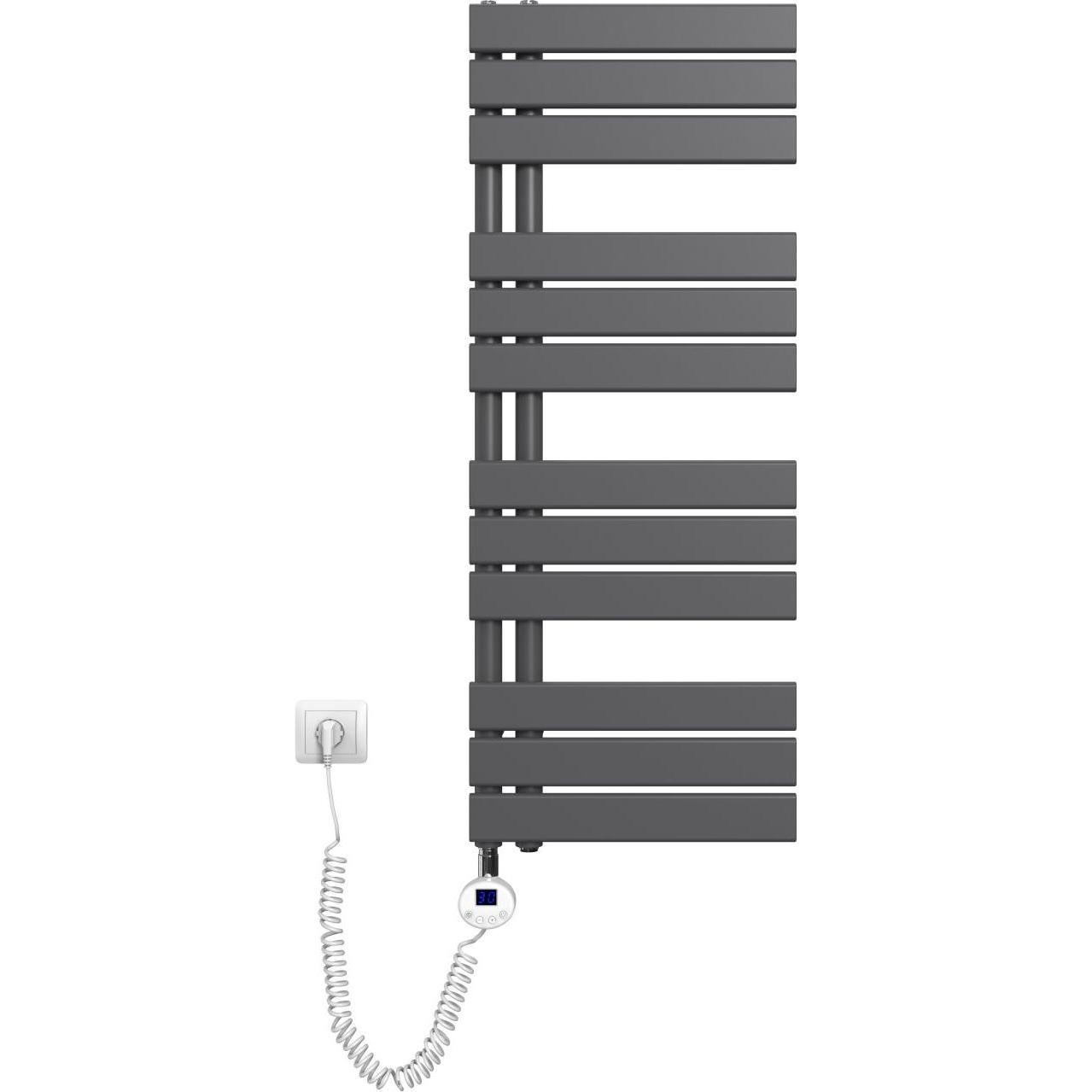 Emke Elektrischer Handtuchwärmer mit Heizstab und Timer, Anthrazit 1041x400mm 400W, Heizkörper, Grau
