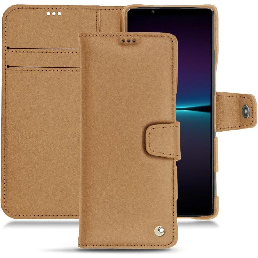 Noreve Lederschutzhülle Wallet (Sony Xperia 1 IV), Smartphone Hülle, Beige