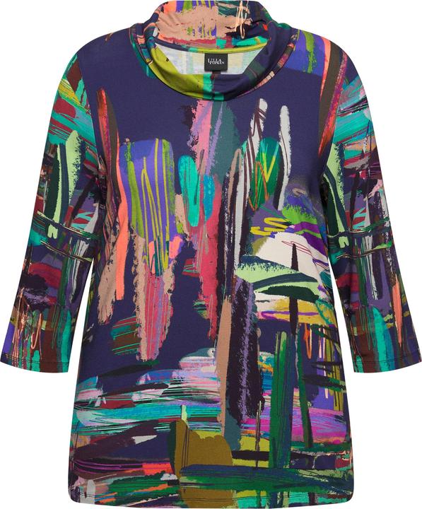 Immagine prodotto Ulla Popken Damen grosse Grössen Shirt, grafischer Druck, Rollkragen, 3/4-Arm marine 54+ 832953130-54+ (54)