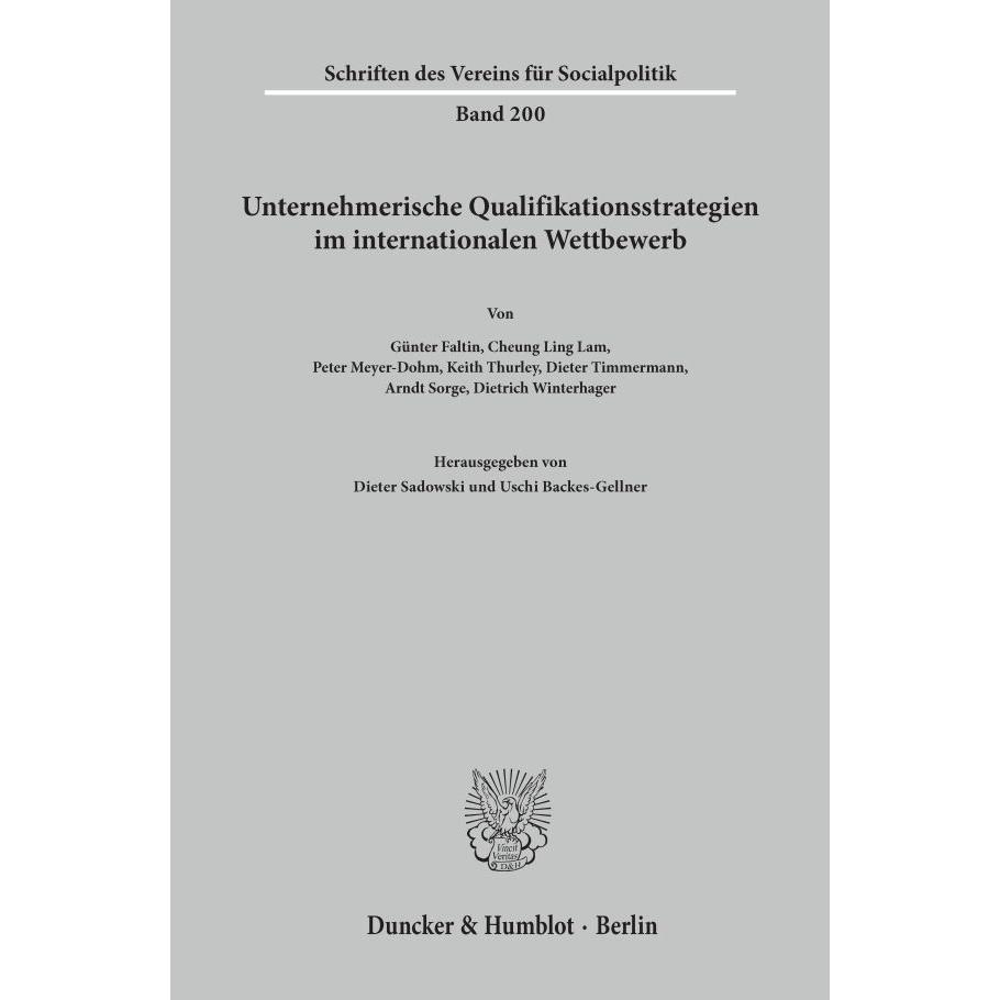 Unternehmerische Qualifikationsstrategien im internationalen Wettbewerb., Fachbücher von Uschi Backes-Gellner, Dieter Sa...
