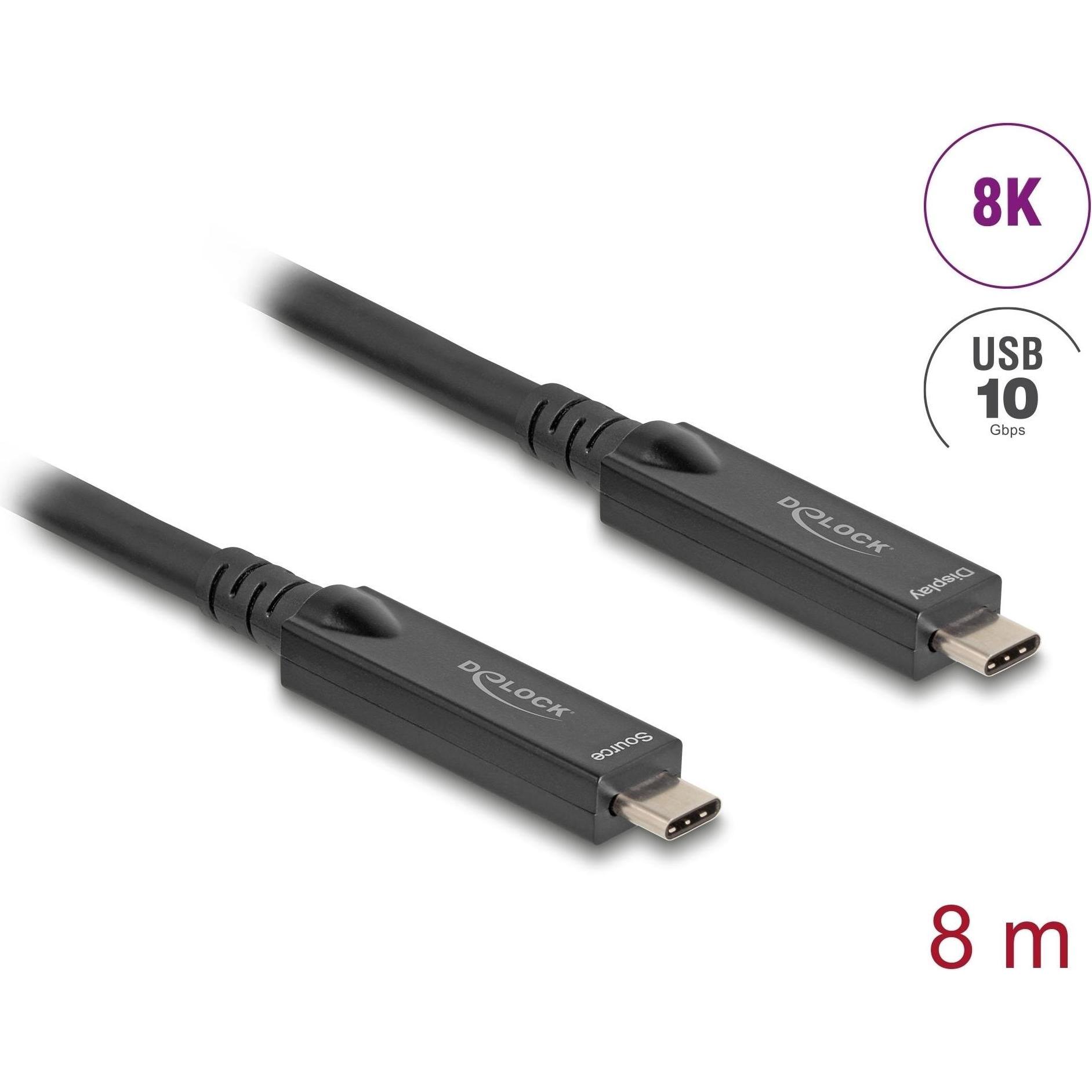 Thumbnail - Delock Aktives Optisches USB-C 8K Video + Daten + PD Kabel 8 m (8 m, USB 3.2 Gen 2), USB Kabel
