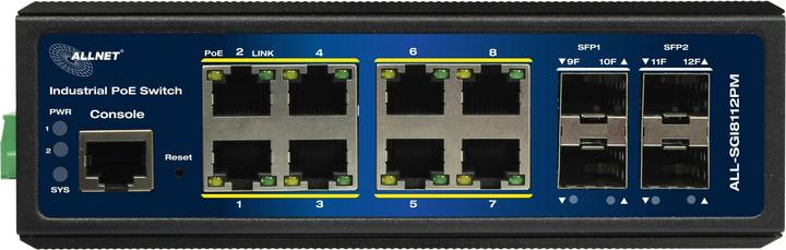 Image du produit Allnet Switch industriel full managed Layer2+ 12 Port GbE &bull PoE Budget 240W &bull 8x PoE at &bul (12 ports)